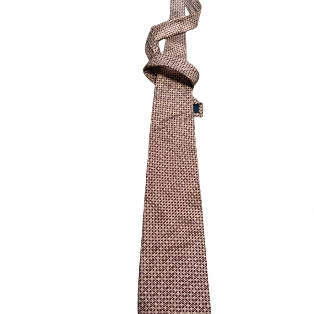 Vintage Silk Necktie Burgundy‎ Gold Geometric Made in USA Classic Style